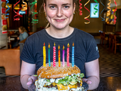 $80 Birthday Cake Burger Happy Burg-day!